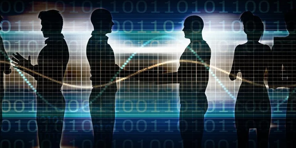 Binary Technology Stream Illustrazione stock