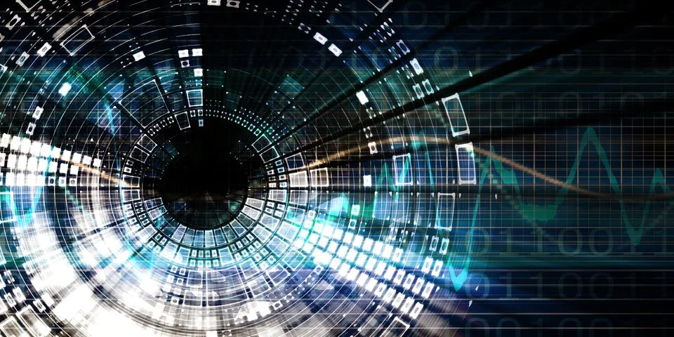 Binary Technology Stream Illustrazione stock