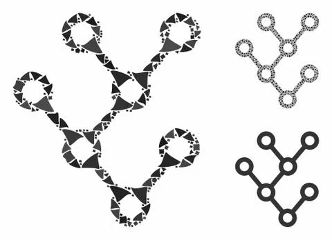 Binary tree Composition Icon of Rough Pieces Illustrazione stock