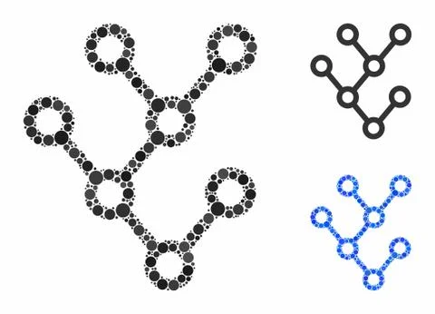 Binary tree Composition Icon of Round Dots 스톡 일러스트