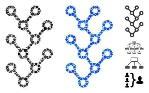 Binary Tree Composition Icon of Round Dots 스톡 일러스트