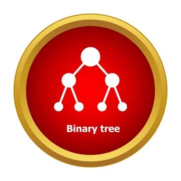 Binary tree data structure icon on red button Stock Illustration