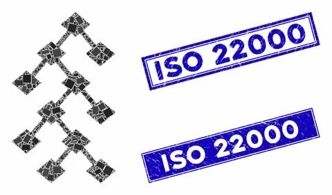 Binary Tree Mosaic and Distress Rectangle Seals Stock Illustration