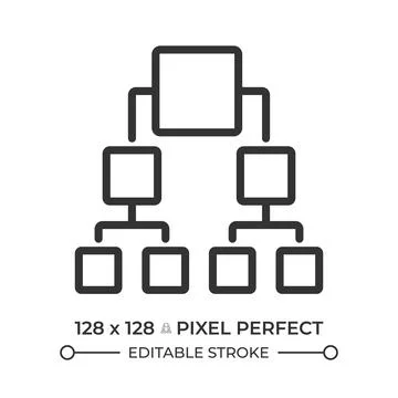 Binary tree pixel perfect line icon 스톡 일러스트