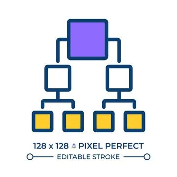Binary tree pixel perfect line color icon イラスト素材