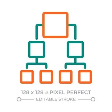 Binary tree pixel perfect two color line icon 스톡 일러스트