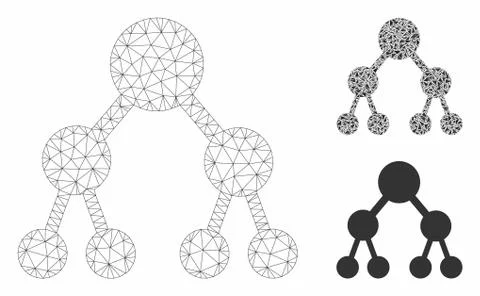 Binary Tree Vector Mesh Wire Frame Model and Triangle Mosaic Icon Stockillustratie