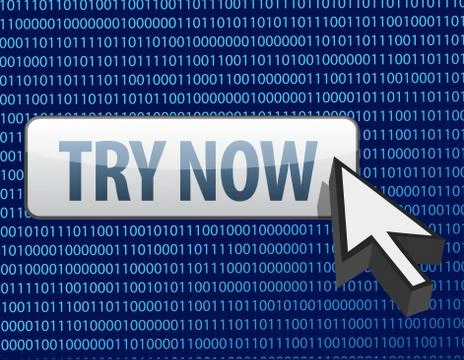 Binary try now button and cursor illustration design Stock Illustration