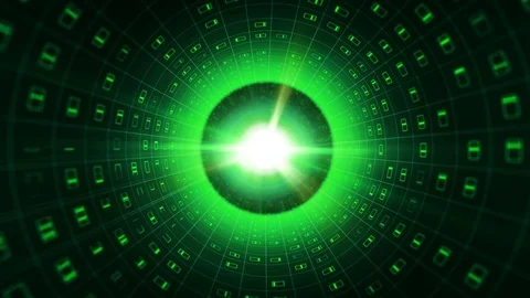 Binary Tube and Flying Green Spheres Stock Footage 88602238