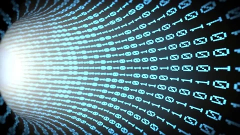 Binary Tunnel Fly Through Blue Stock Footage 81964307