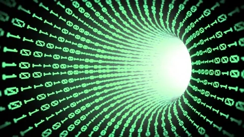 Binary Tunnel Fly Through Green Stock Footage 81964322