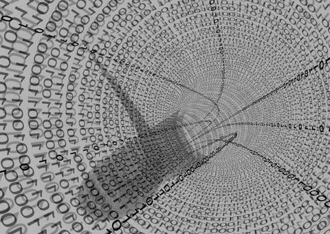 Binary tunnel a tunnel made of zero and one Copyright: xZoonar.com/JonasxW... Foto stock