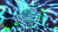 Binary tunnel wormhole flight through space warp speed dimension blue green HD Footage