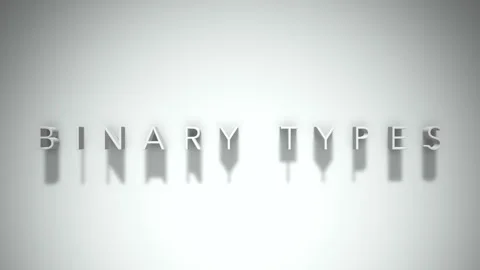 Binary types 3D title animation with shadows on a white background Stock Footage 297904531