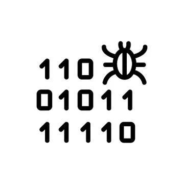 Binary virus icon vector outline illustration Stock Illustration