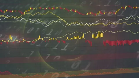 Binary vortex sparking data dashboard fading and sliding as lines crossing and Stock Footage 334463082
