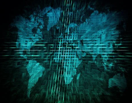 Binary world map Stock Illustration