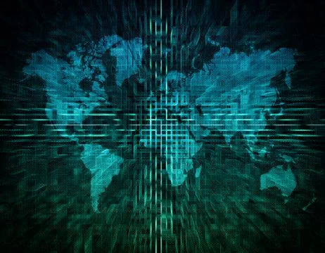 Binary world map Stock Illustration