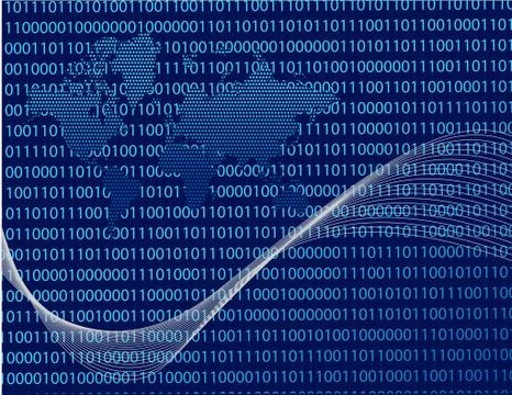 Binary world map illustration design over a blue background Stock Illustration