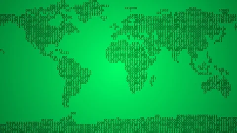 Binary World Map - Light Green Video stock 87373890