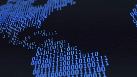 Binary World Map Loop Stock Footage 96224561