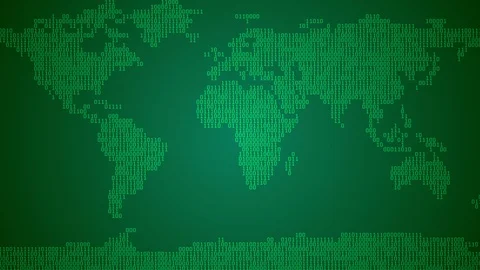 Binary World Map, Scroll - Dark Green Stock Footage 87439915