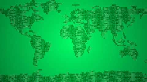Binary World Map, Scroll - Light Green Stock Footage 87440514