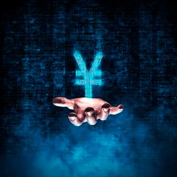 Binary yen hand 스톡 일러스트