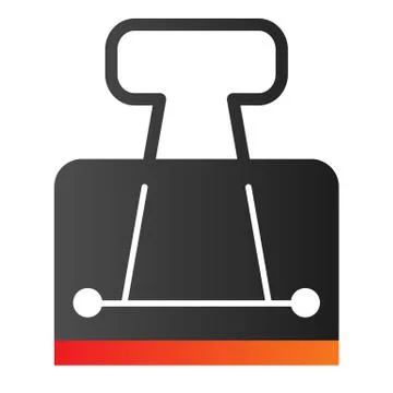 Binder clip flat icon. Metallic clamp symbol, gradient style pictogram on white Illustrazione stock
