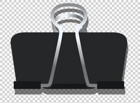 Binder clip is floating in 3D style with matte black and silver handles on Stock Illustration