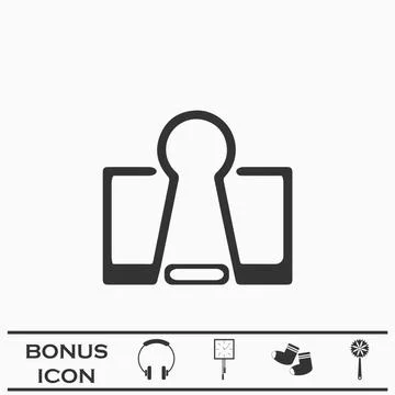 Binder clip icon flat. Stock Illustration