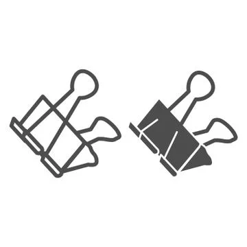 Binder clip line and solid icon, stationery concept, office clip vector sign on Illustrazione stock