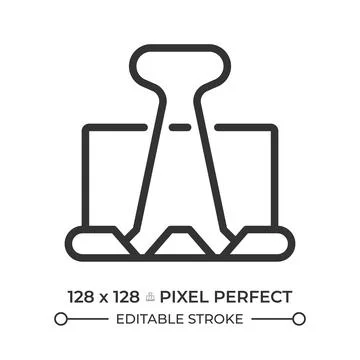 Binder clip pixel perfect line icon Stock Illustration