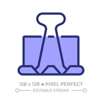 Binder clip pixel perfect line color icon Stock Illustration