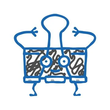 Binder clip school character icon doodle illustration Stock Illustration