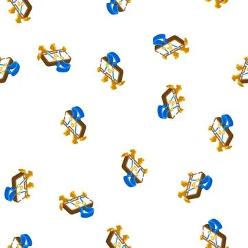 Binder clip school character isometric icon seamless pattern 스톡 일러스트