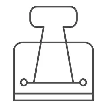 Binder clip thin line icon. Metallic clamp symbol, outline style pictogram on Illustrazione stock