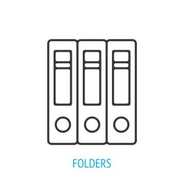 Binder folders with documents. Outline icon. Vector illustration Stock Illustration
