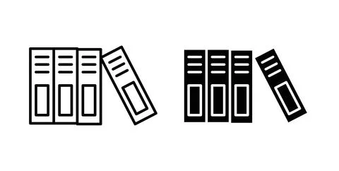 Binder icon collection in black, Line icons, flat symbols Stock Illustration