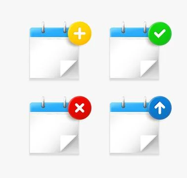 Binder icon set with different pictograms. 3d vector icons collection Stock Illustration