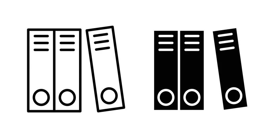 Binder icon solid, line, and editable vector set. Stock Illustration
