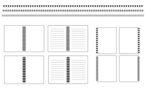 Binder Notebook Memo Frame and Line Set Illustration