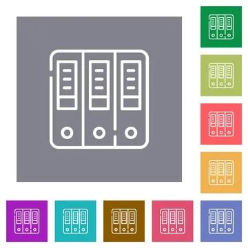 Binders outline square flat icons Stock Illustration