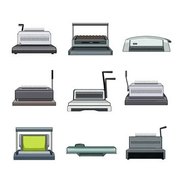 Binding machine set cartoon vector illustration イラスト素材