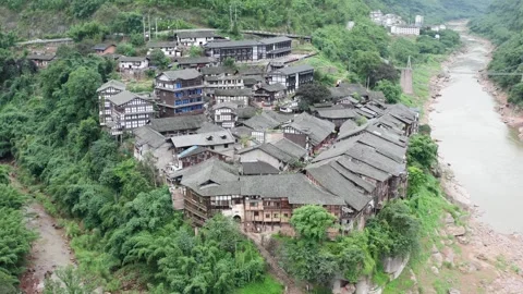 Bing'an ancient town of Chishui, Guizhou province Stock Footage 252193346