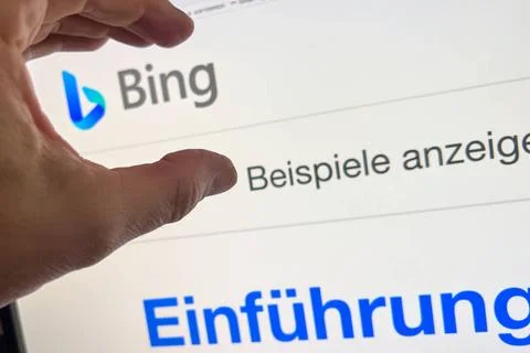 BING artificial intelligence on a computer screen in Marktoberdorf, Mar 16... Stock Photos