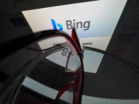 BING artificial intelligence on a computer screen in Marktoberdorf, Mar 16... Stock Photos