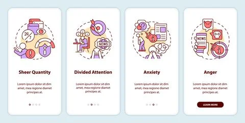 Binge reading news problems onboarding mobile app screen Ilustración de archivo