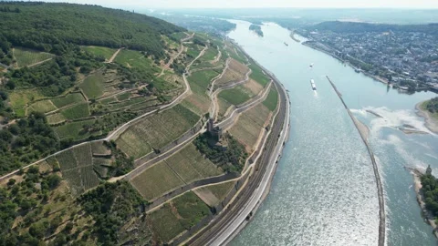 Binger Loch on the Middle Rhine - Down-Mov-Tilt-Up-Clip Stock-Footage 245672539