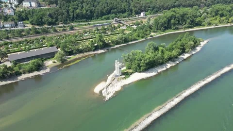 Binger Maeuseturm in the river Rhine - Circle-Left-Clip Video stock 245677416